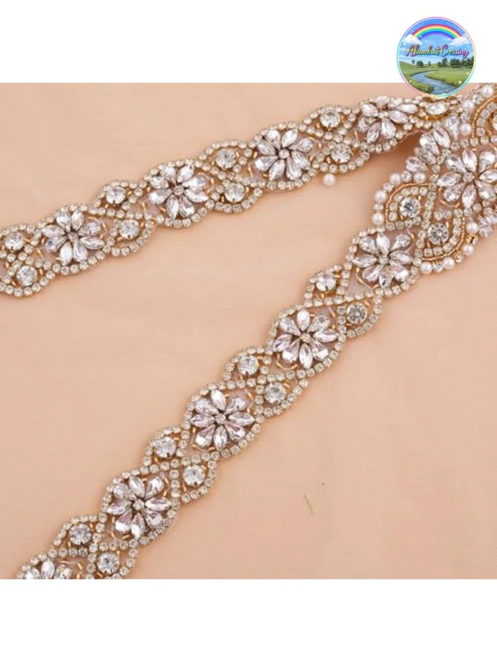 Rhinestone Bridal Belt Sash Double-Sided Satin Handmade Wedding Accessory